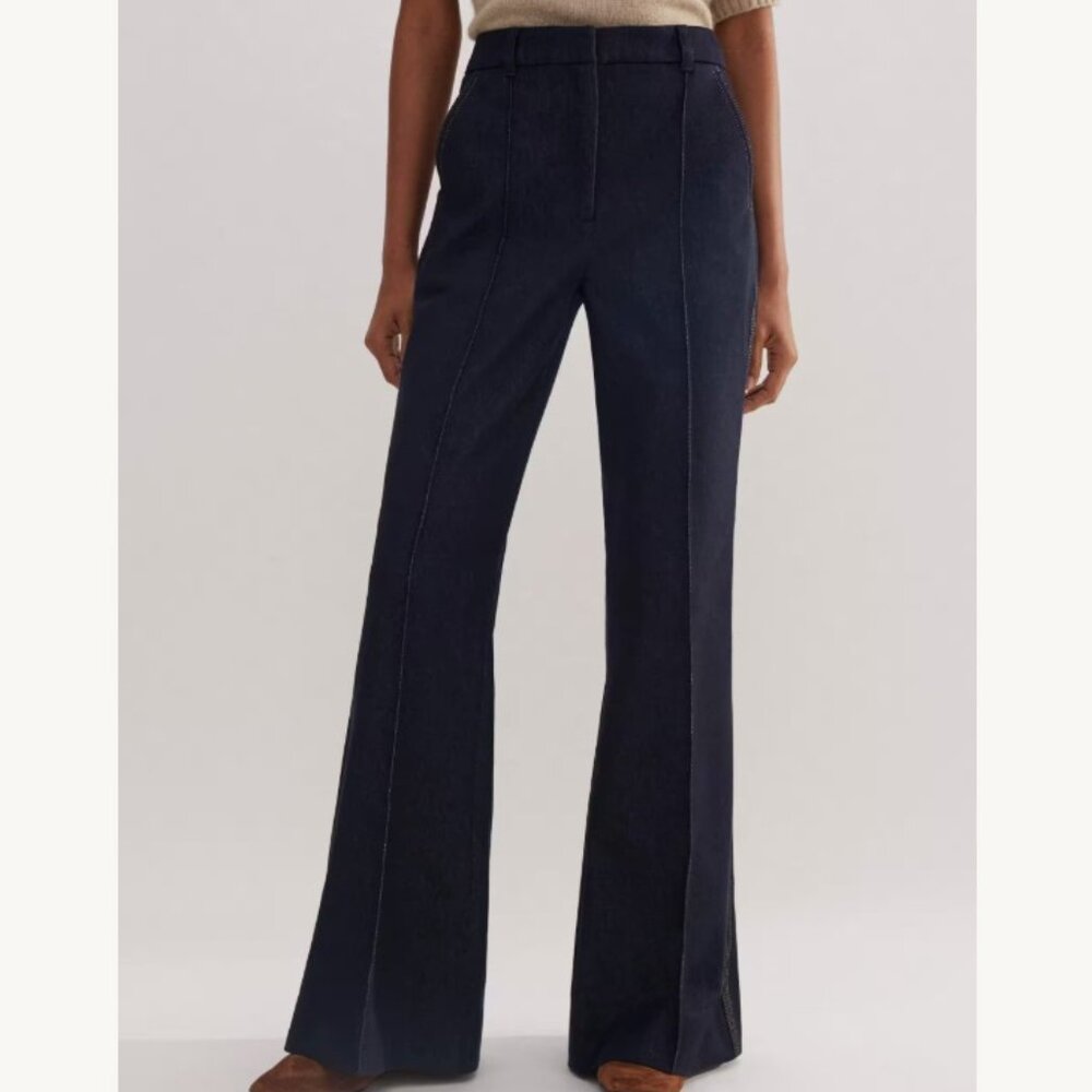 ME+EM Indigo Cotton Blend Denim Kick-Flare Pant - Size 6